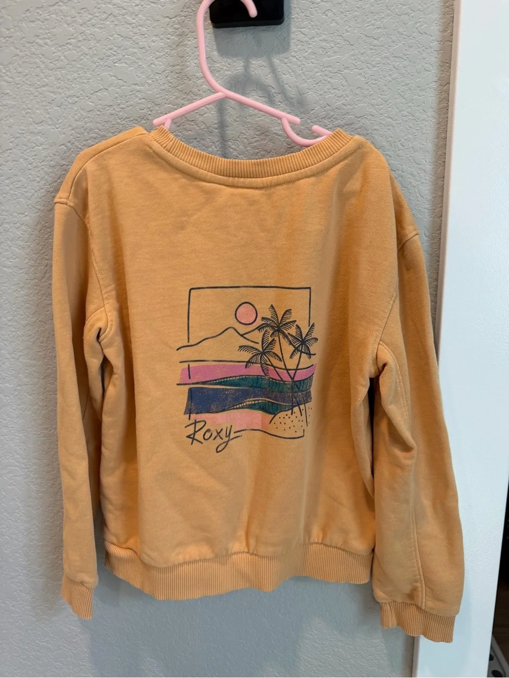 Roxy Toasted Orange Crewneck Sweatshirt with Pink Logo